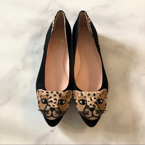 X SOLD X NEW Kate Spade Black Norman Leopard Flats - Picture 7 of 8